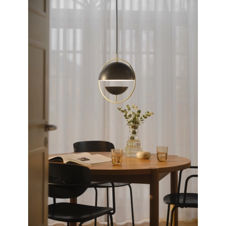 Lampa wisząca  z mosiężnym pierścieniem i czarnym metalowym kloszem Tavia NO2412353003 - Nordlux